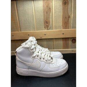 Nike Air Force 1 High-Top Sneakers White Leather Size 6 Mens EU38.5